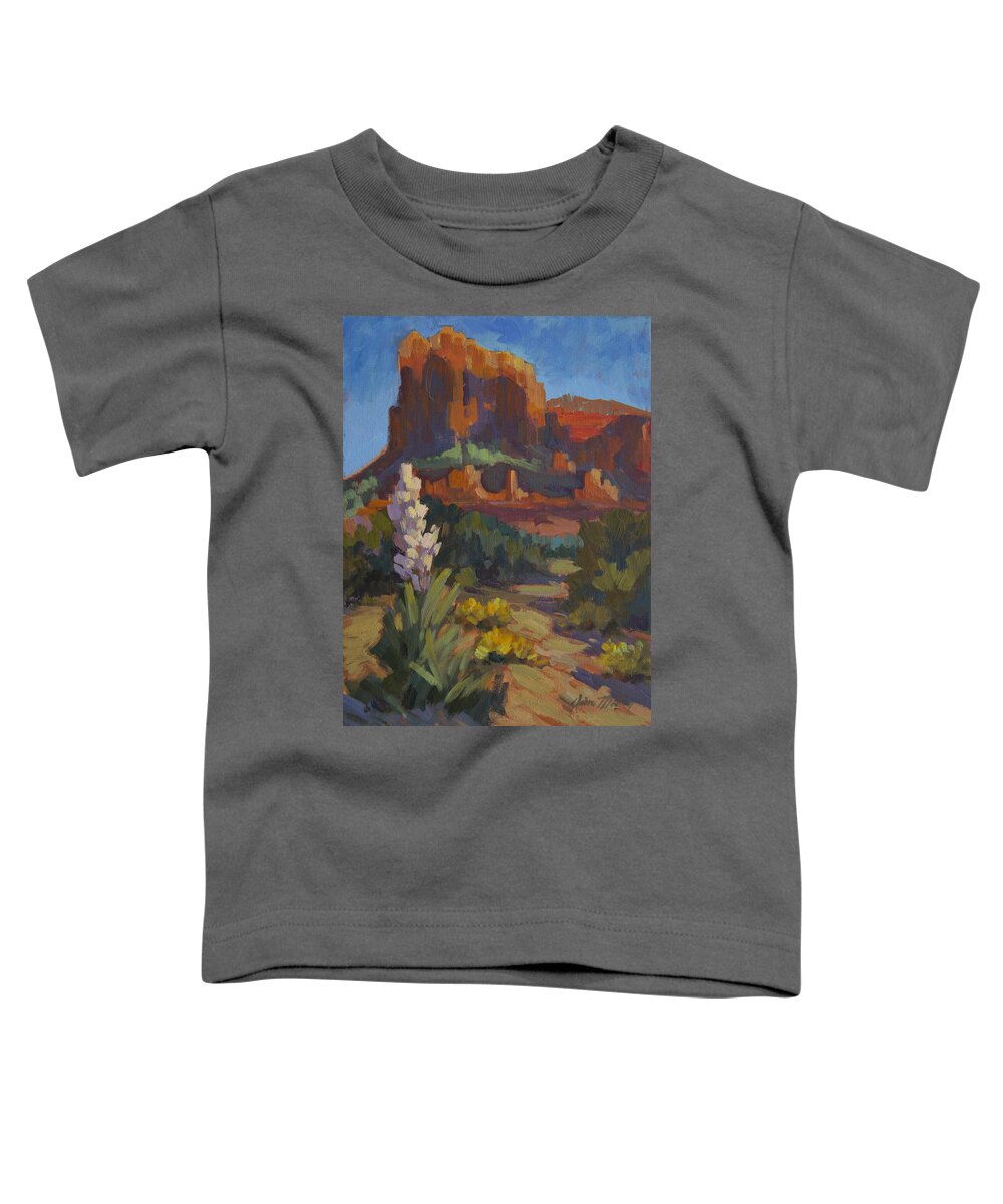 Courthouse Toddler T-Shirt featuring the painting Courthouse Rock Sedona by Diane McClary