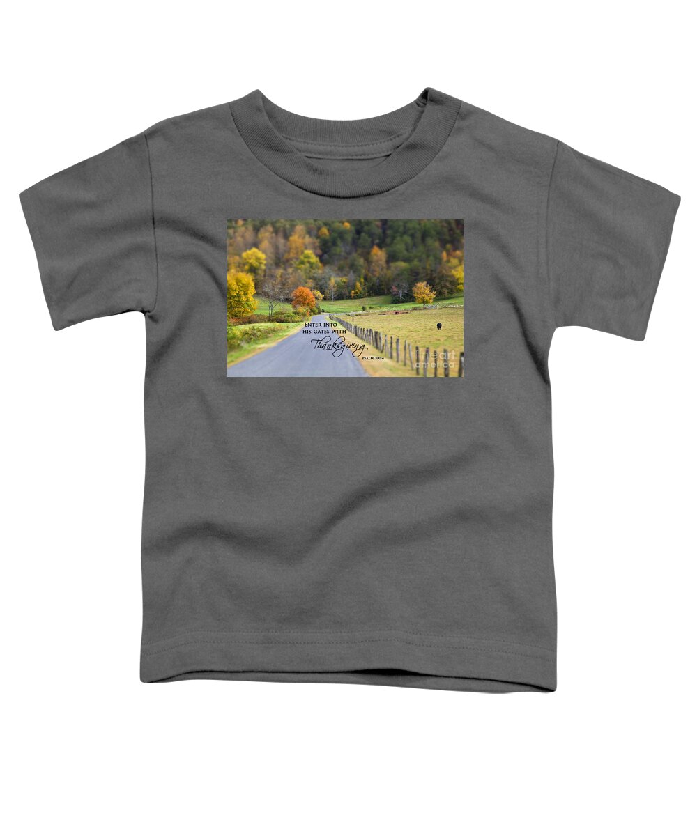 Animals Toddler T-Shirt featuring the photograph Cow Pasture with Scripture by Jill Lang
