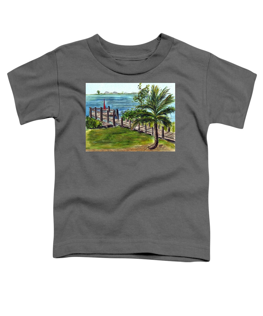 Dock Toddler T-Shirt featuring the painting Cudjoe dock by Clara Sue Beym