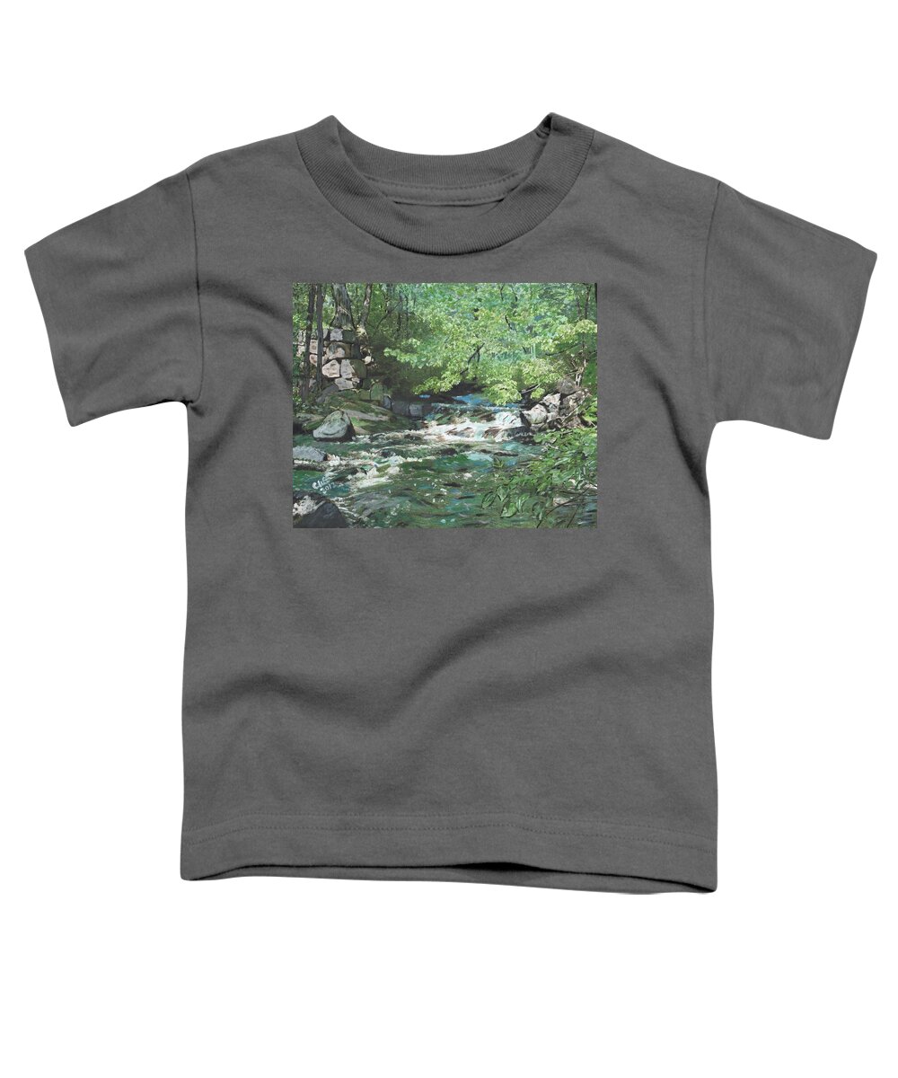 River Toddler T-Shirt featuring the painting Dam Site by Cliff Wilson