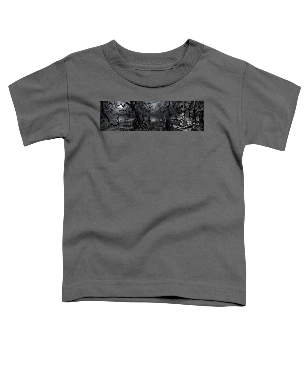 James Christopher Hill Toddler T-Shirt featuring the painting Darkness Has Crept in the Midnight Hour by James Hill
