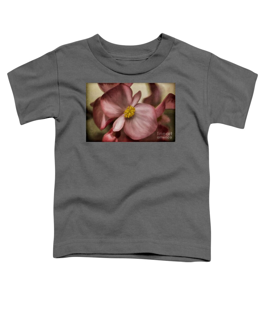 Begonia Toddler T-Shirt featuring the photograph Dewy Pink Painted Begonia by Lois Bryan