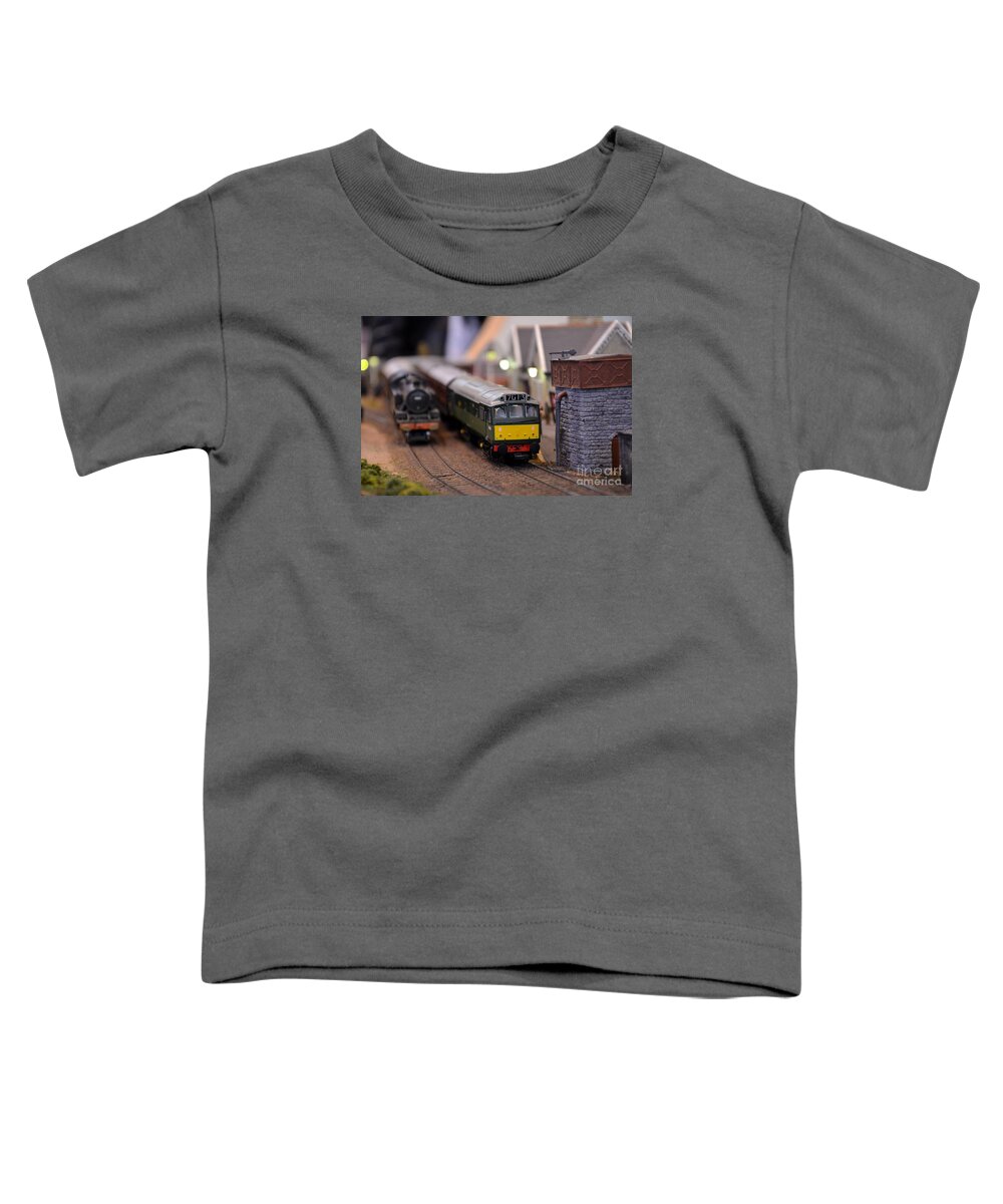 Model Toddler T-Shirt featuring the photograph Diesel electric model train railway engine by Imran Ahmed