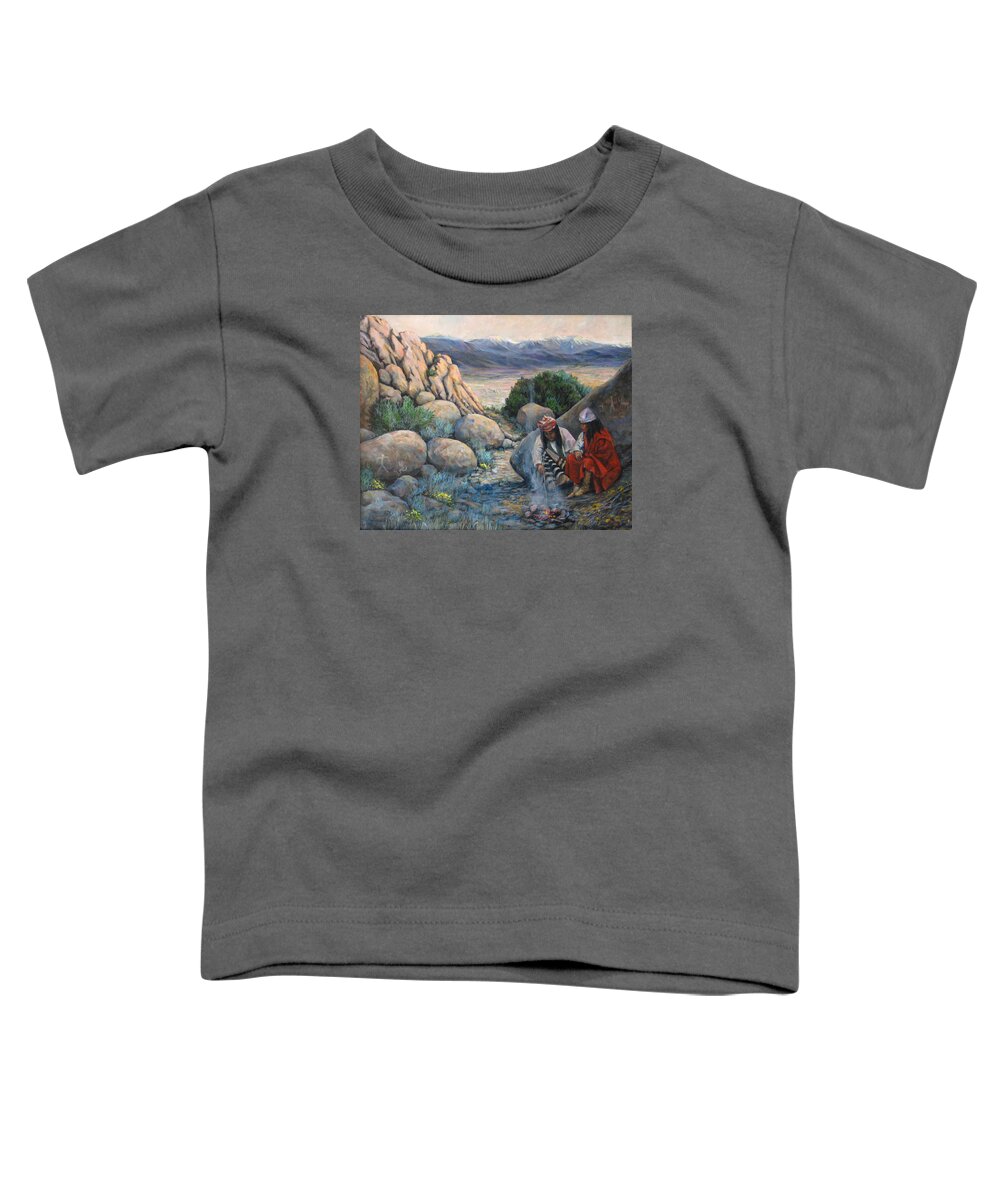 Paiute Indians Toddler T-Shirt featuring the painting Discussion by Donna Tucker