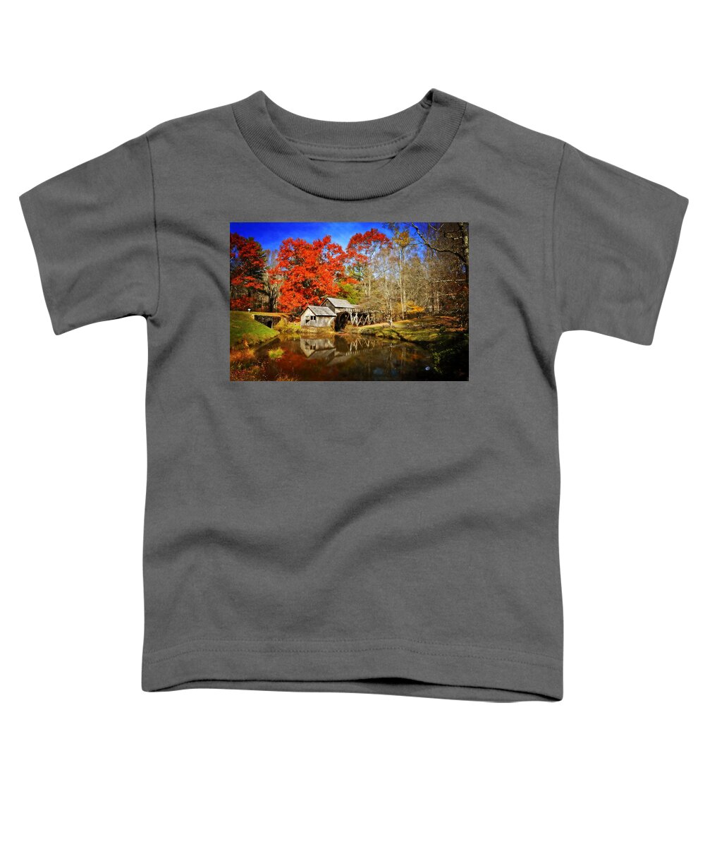 Fall Toddler T-Shirt featuring the photograph Down by the Old Mill Stream by Lynn Bauer