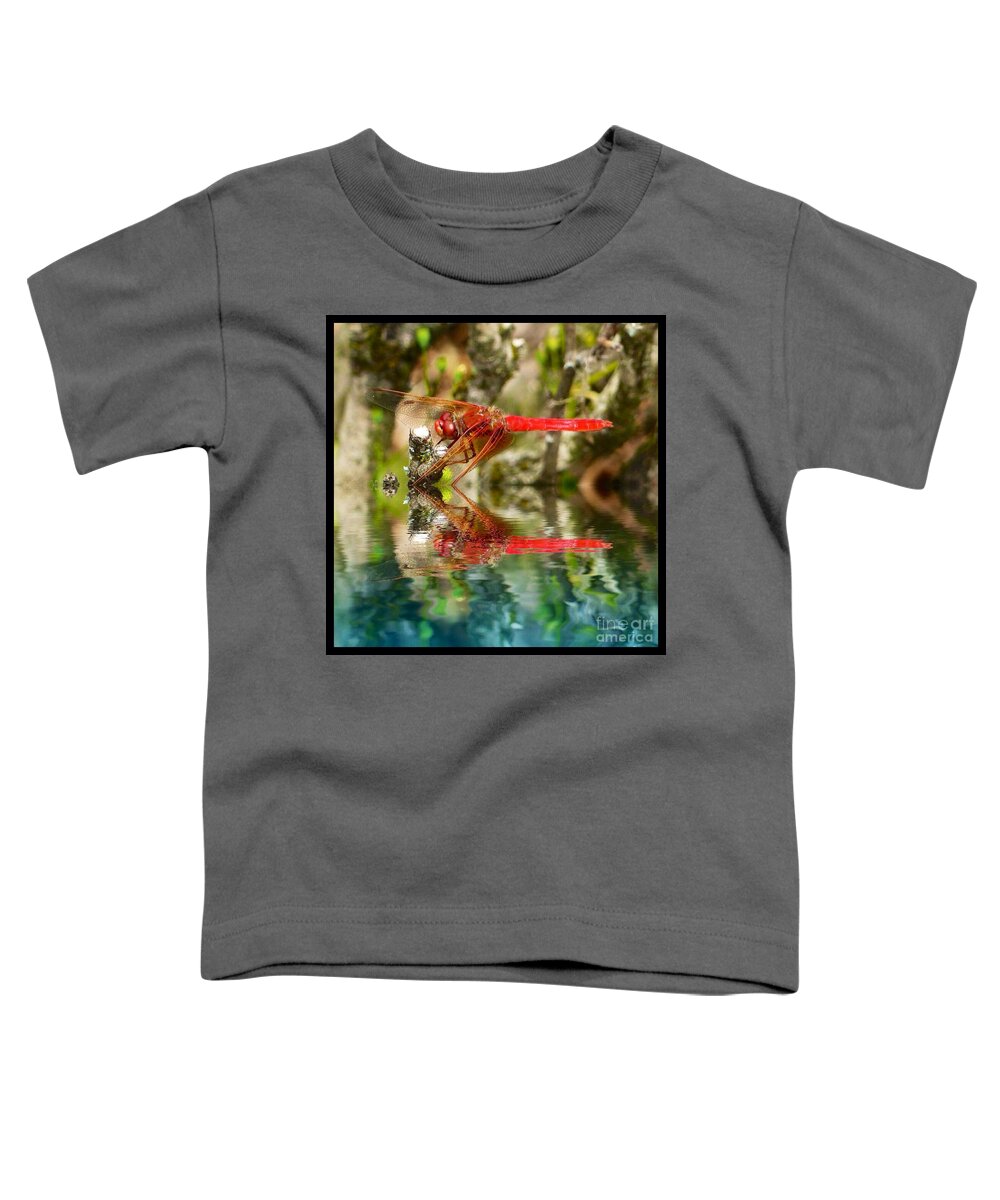 Dragon Fly Red Toddler T-Shirt featuring the photograph Dragon Fly Red by Susan Garren