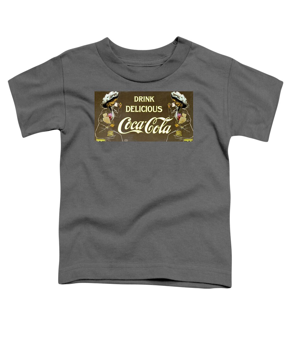 Coca Cola Toddler T-Shirt featuring the digital art Drink Delicious Coca Cola by Georgia Clare