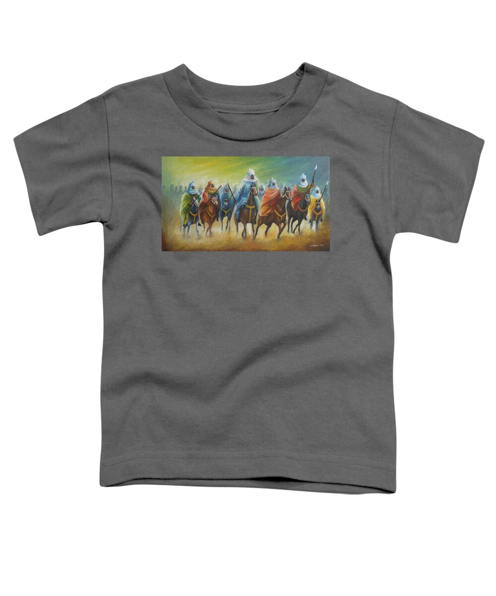 Yellow Toddler T-Shirt featuring the painting Durbar Riders by Olaoluwa Smith