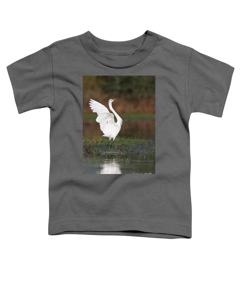 Egret Toddler T-Shirt featuring the photograph Egret dancing by Bryan Keil