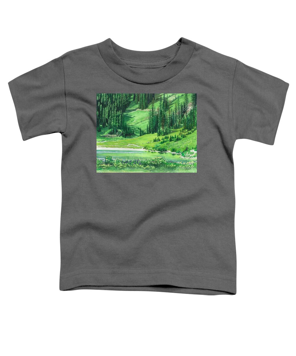 Water Color Trees Toddler T-Shirt featuring the painting Emerald Lake by Barbara Jewell