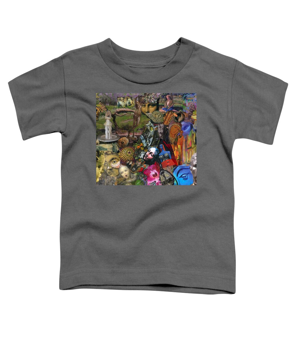 Goddess Toddler T-Shirt featuring the mixed media Faces of the Goddess by Paula Emery