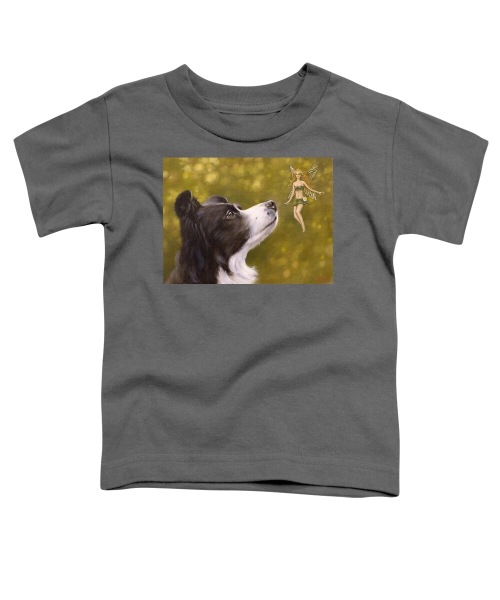 Dog Paintings Toddler T-Shirt featuring the painting Faerie tales II by John Silver