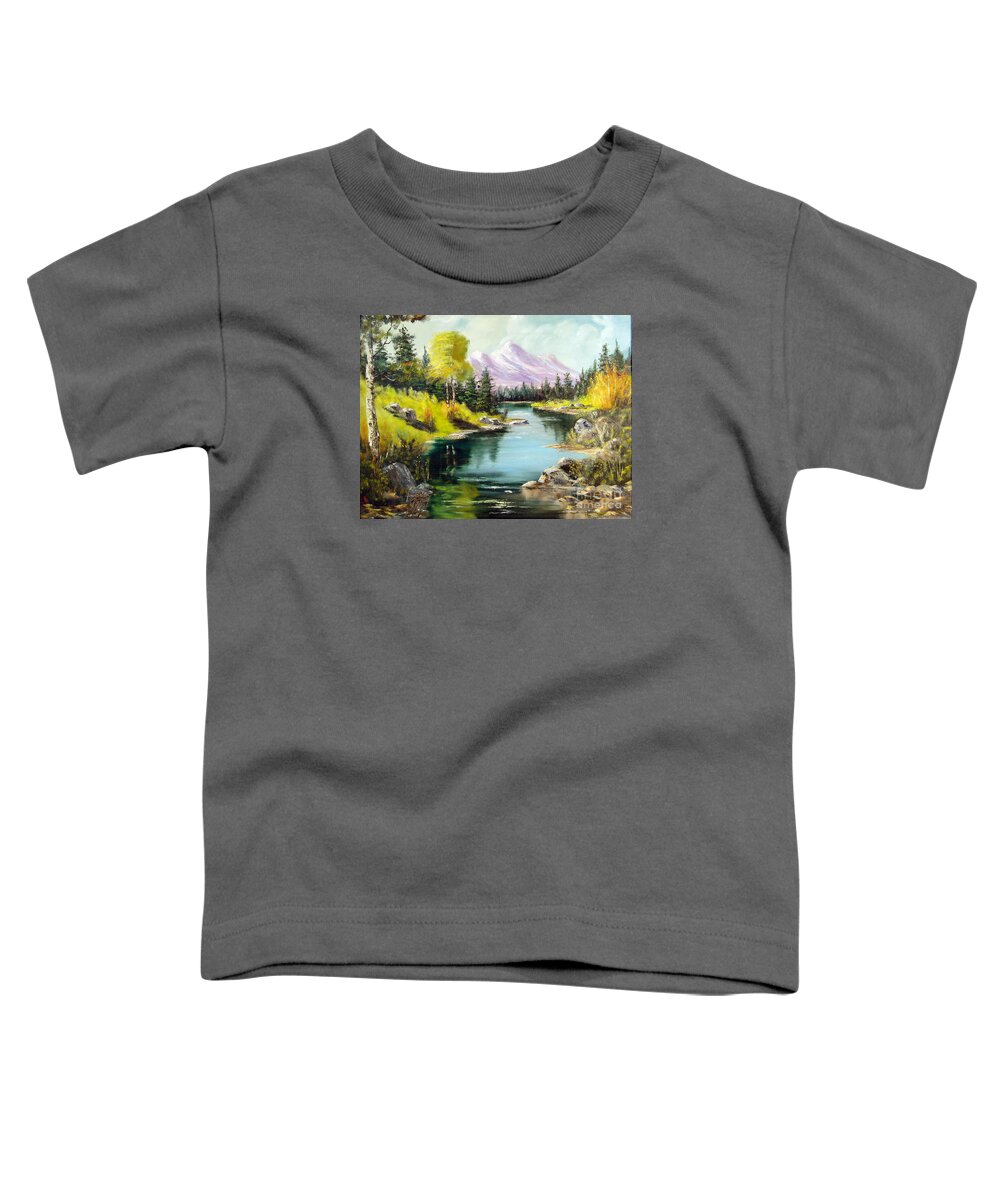 Sky Toddler T-Shirt featuring the painting Fall In The Rockies by Lee Piper