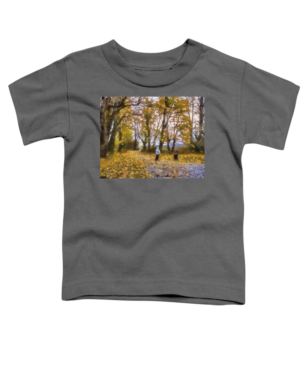 Digital Painting Toddler T-Shirt featuring the painting Fall Stroll by Barry Jones