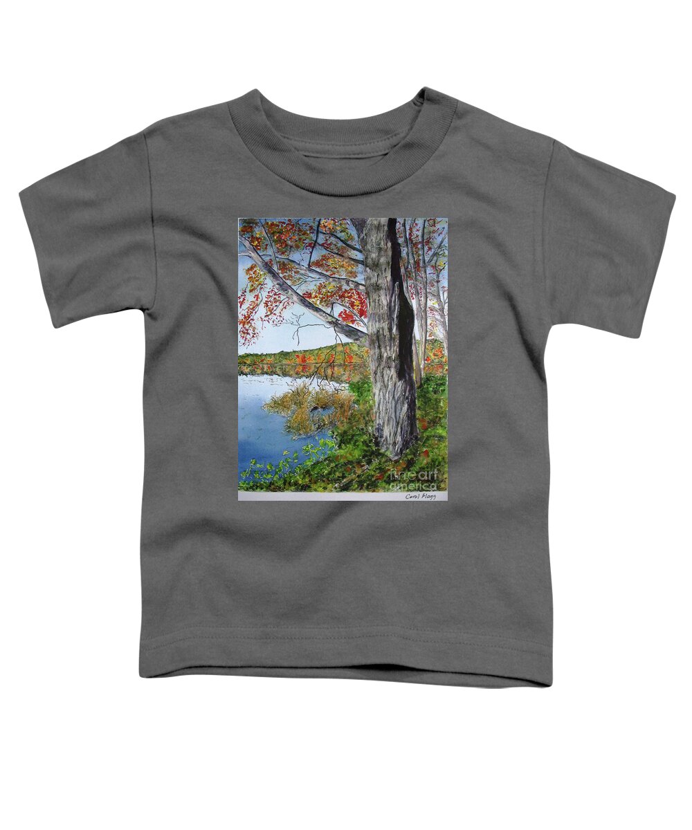 Autumn Toddler T-Shirt featuring the painting Fall Tree by Carol Flagg