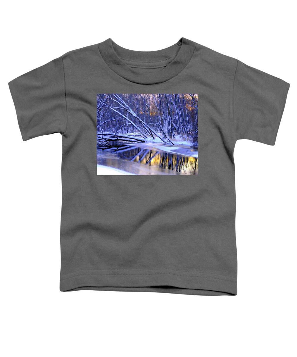 Snow Toddler T-Shirt featuring the photograph Falling by Terri Gostola