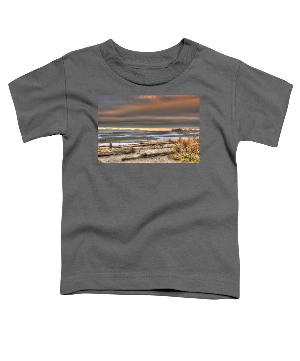 Landscape Toddler T-Shirt featuring the photograph Fiery Sky Over The Salish Sea by Randy Hall