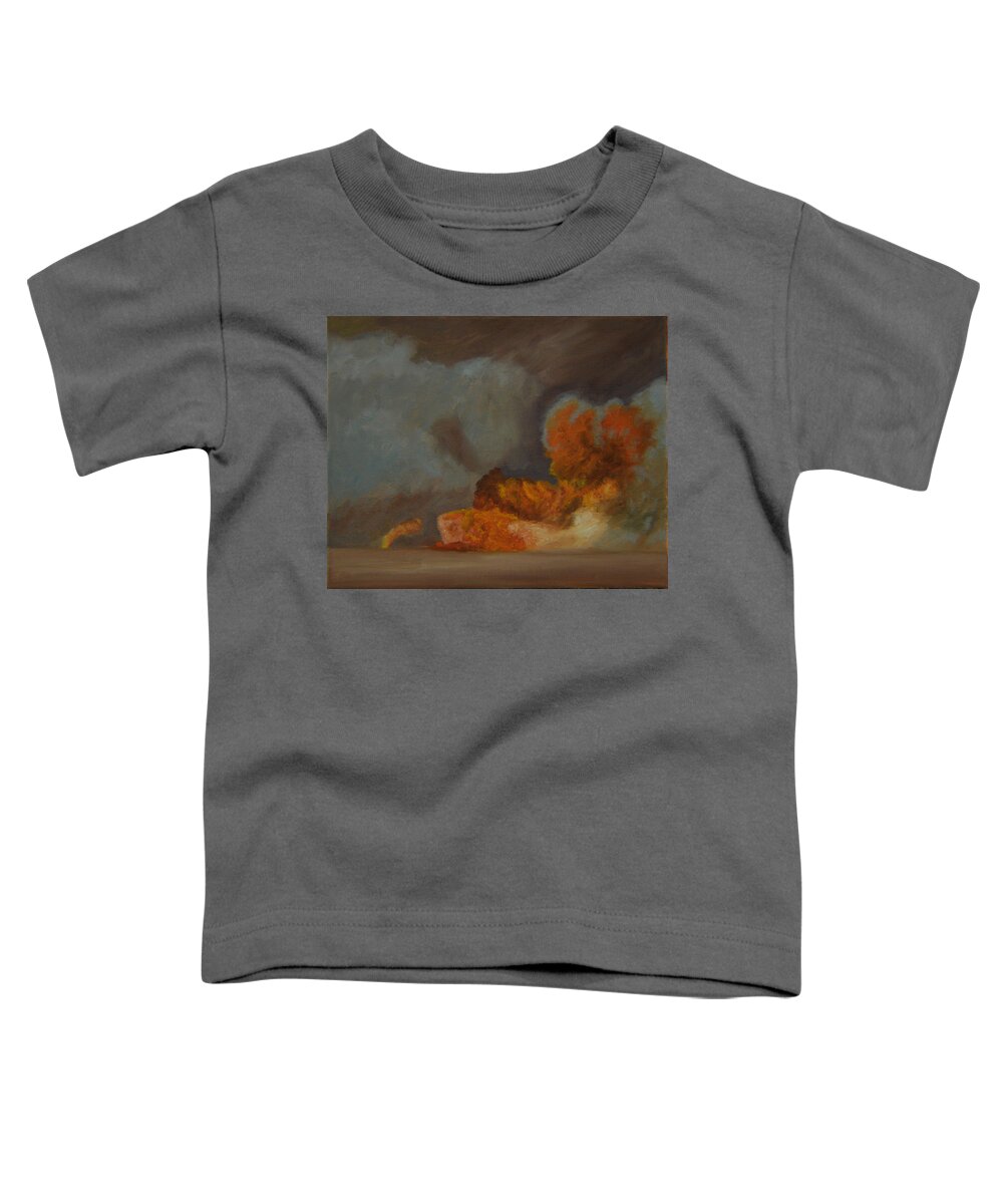 Smoke Toddler T-Shirt featuring the painting Fire And Sand by Thu Nguyen