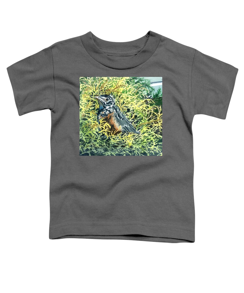 Water Color Paintings Toddler T-Shirt featuring the painting First Flight Soft Landing by Barbara Jewell
