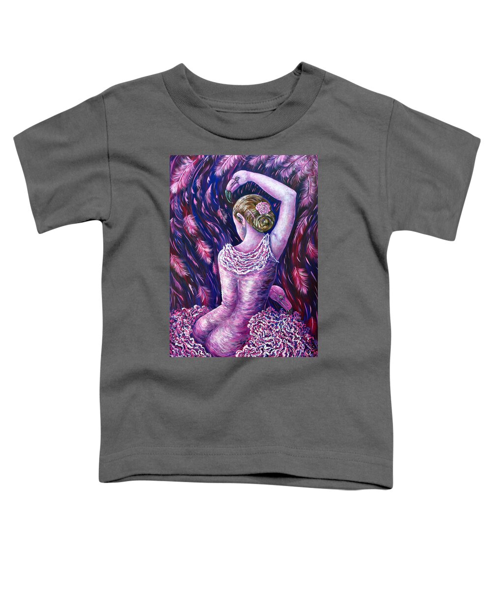 Flamingo Toddler T-Shirt featuring the painting Flamingo Dancer by Gail Butler