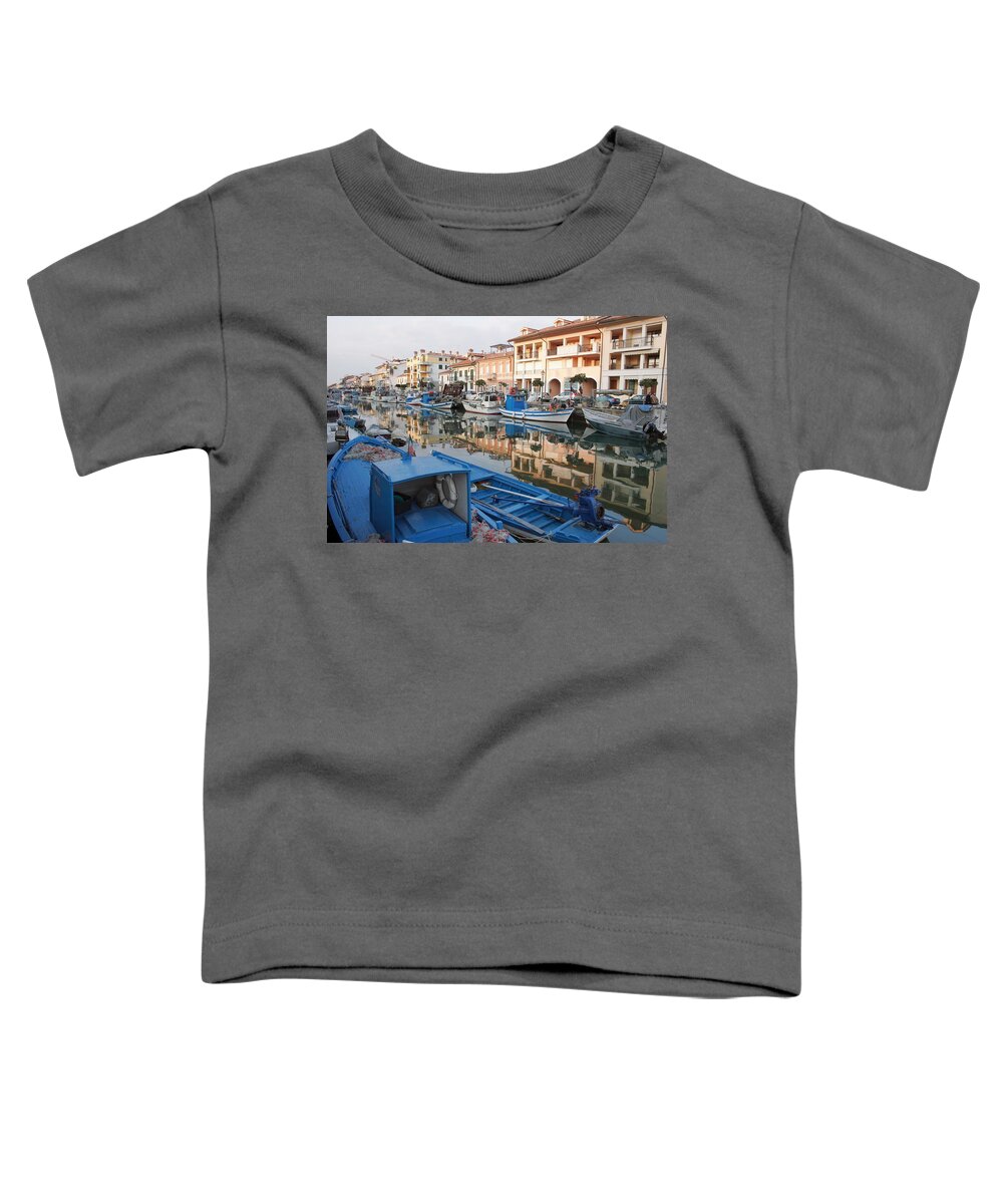 Adriatic Toddler T-Shirt featuring the photograph Fleet of fishing boats in Italy by Ulrich Kunst And Bettina Scheidulin