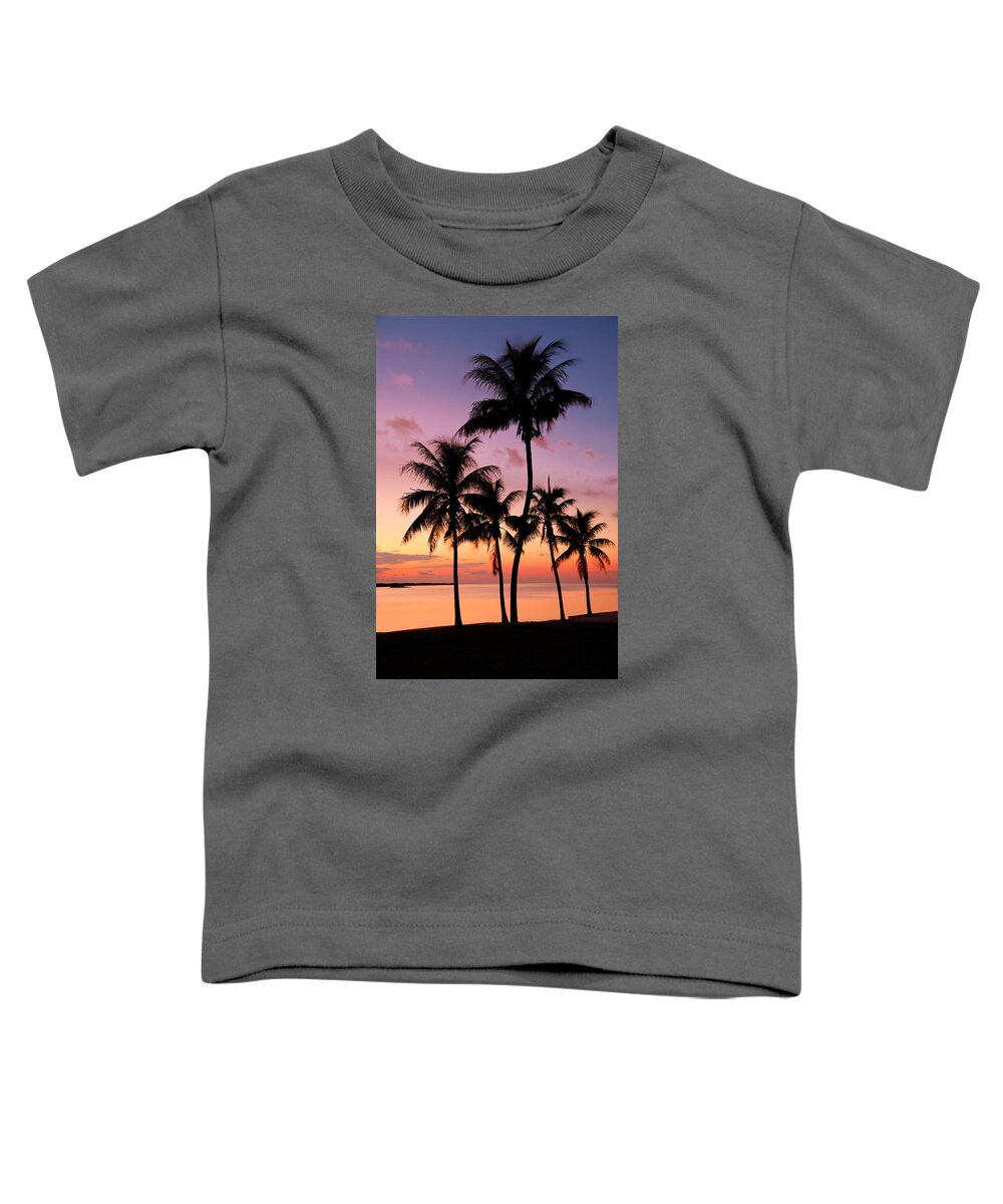 #faatoppicks Sunset Florida Florida Breeze Chad Dutson Keys Key Island Islands Palm Tree Trees Ocean Sea Shore Coast Caribbean Landscape Seascape Waterscape Oceanscape Light Reflection Nature Shore Wilderness Silhouette Shadow Beauty Beach Shore Coast Tropic Tropical Paradise Toddler T-Shirt featuring the photograph Florida Breeze by Chad Dutson