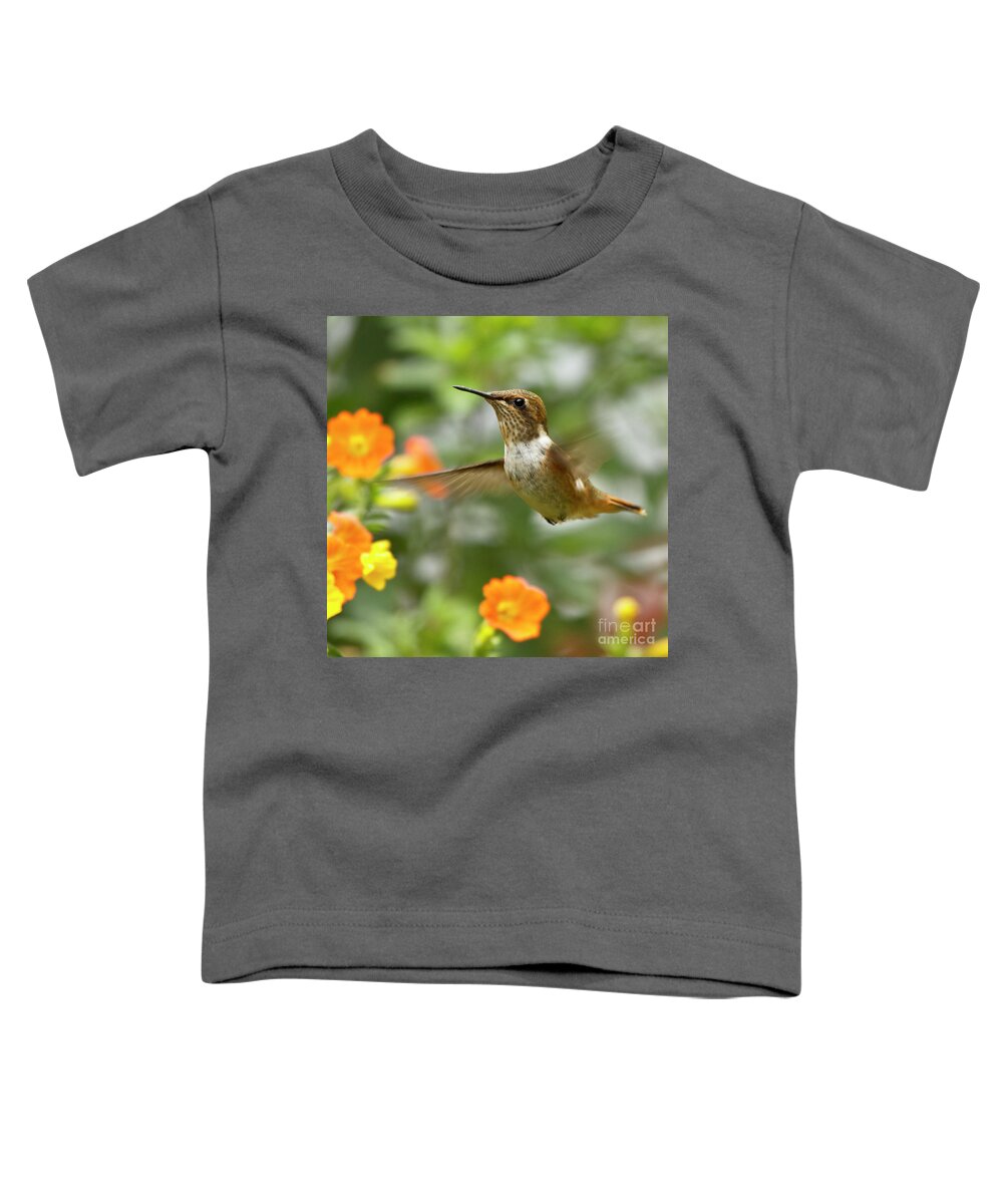 Bird Toddler T-Shirt featuring the photograph Flying Scintillant Hummingbird by Heiko Koehrer-Wagner
