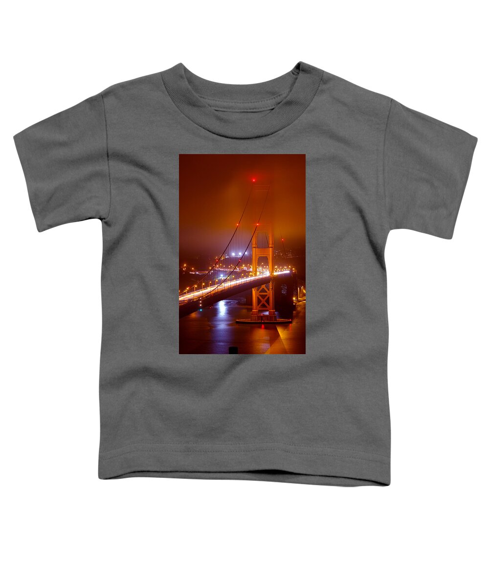 Golden Toddler T-Shirt featuring the photograph Foggy Golden Gate by Bryant Coffey