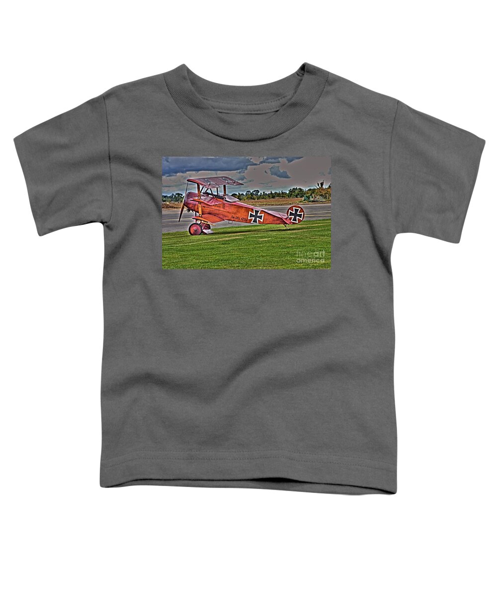 Copyright B J Hayden Toddler T-Shirt featuring the photograph Fokker Tri-plane by Jeremy Hayden