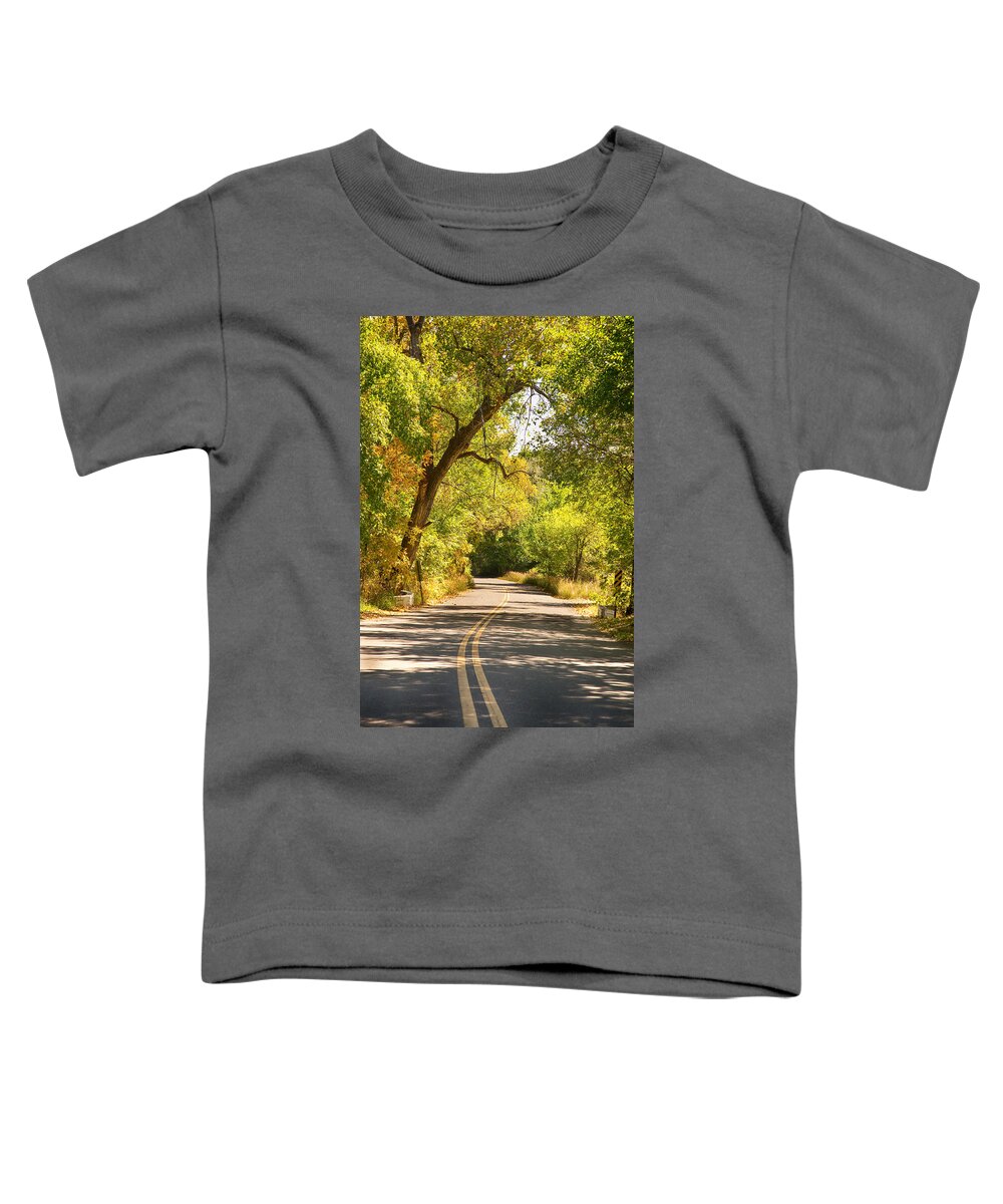 Colorado Toddler T-Shirt featuring the photograph Follow the Yellow Lines by James BO Insogna