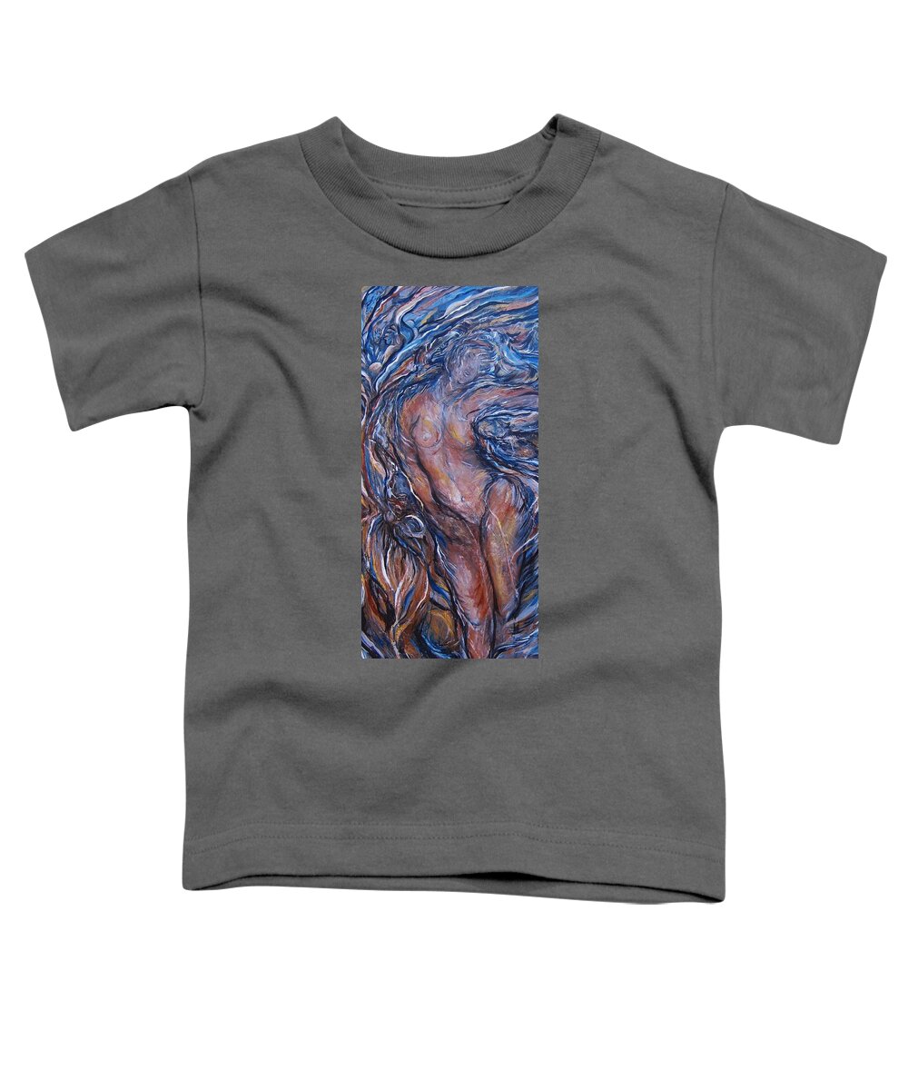 Female Toddler T-Shirt featuring the painting Following Air by Dawn Fisher