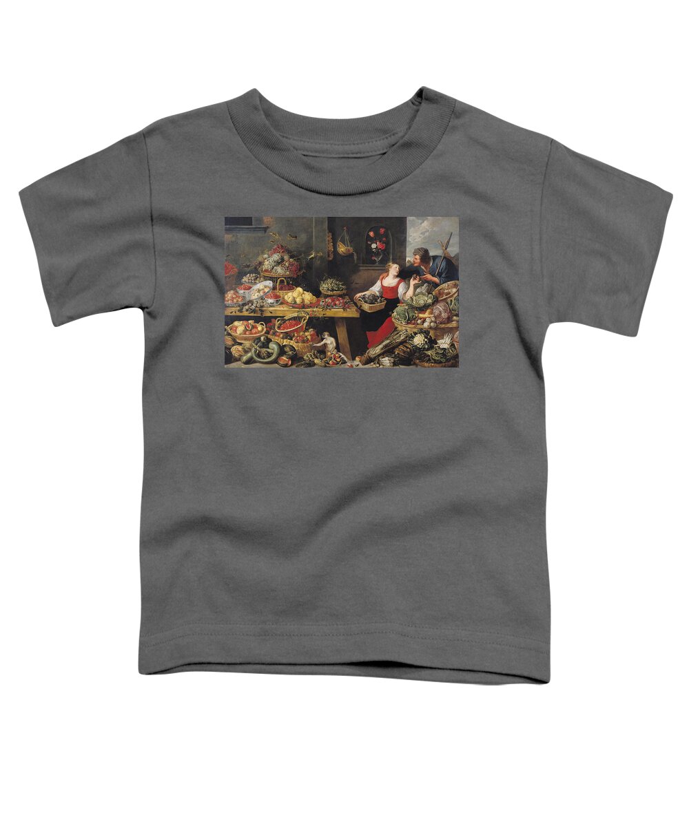 Vegetable Stall Toddler T-Shirt featuring the photograph Fruit And Vegetable Market Oil On Canvas by Frans Snyders