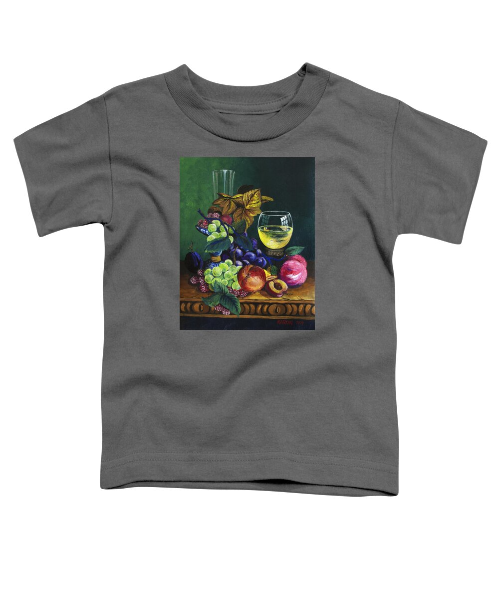 Fruit And Wine Toddler T-Shirt featuring the painting Fruit and Wine by Karon Melillo DeVega
