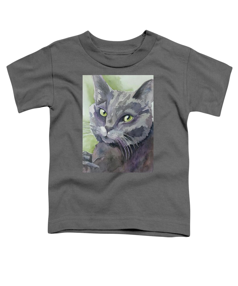 Grey Cat Toddler T-Shirt featuring the painting Girlfriend by Michal Madison