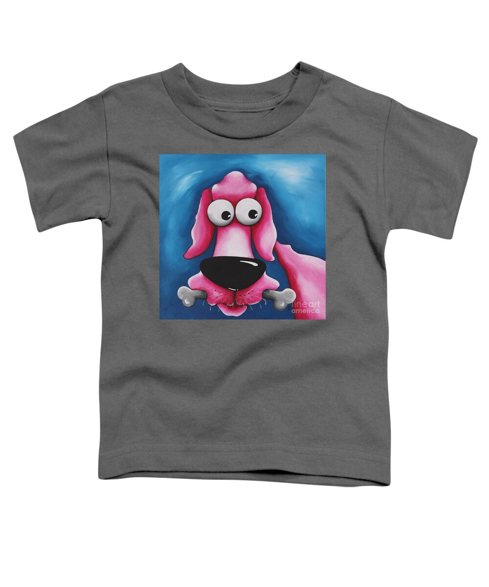 Lucia Stewart Toddler T-Shirt featuring the painting Give a dog a bone by Lucia Stewart