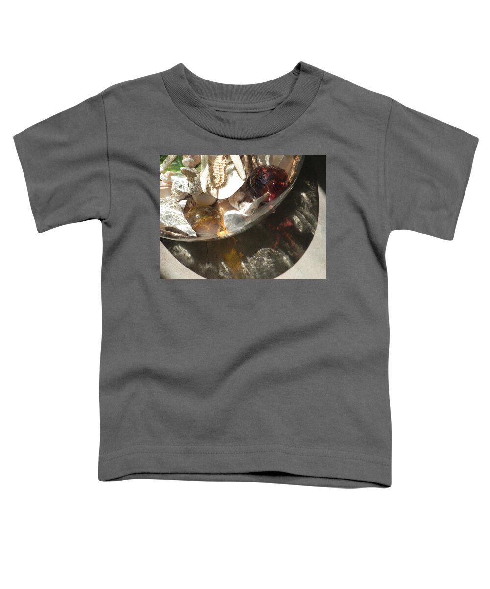Shells Toddler T-Shirt featuring the photograph Glass Floats and Shells by Deborah Ferree