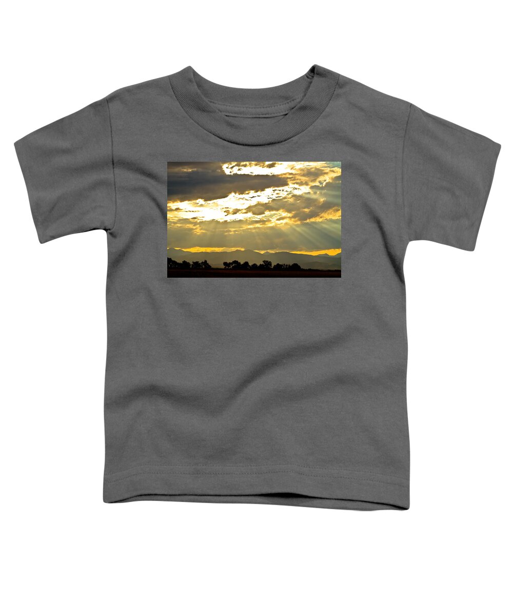 Gold Toddler T-Shirt featuring the photograph Golden Beams Of Sunlight Shining Down by James BO Insogna