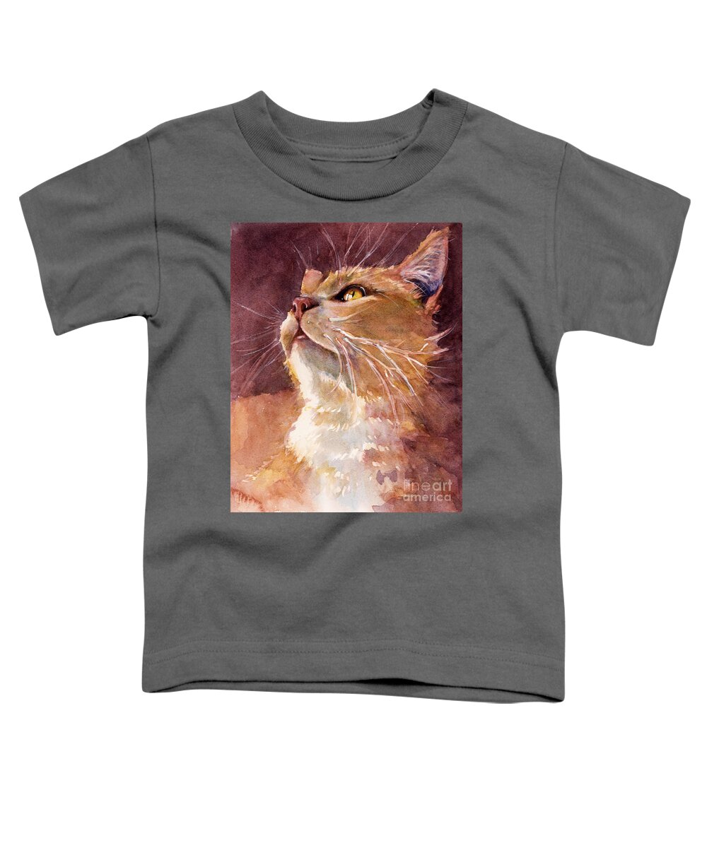 Cat Toddler T-Shirt featuring the painting Golden Eyes by Judith Levins