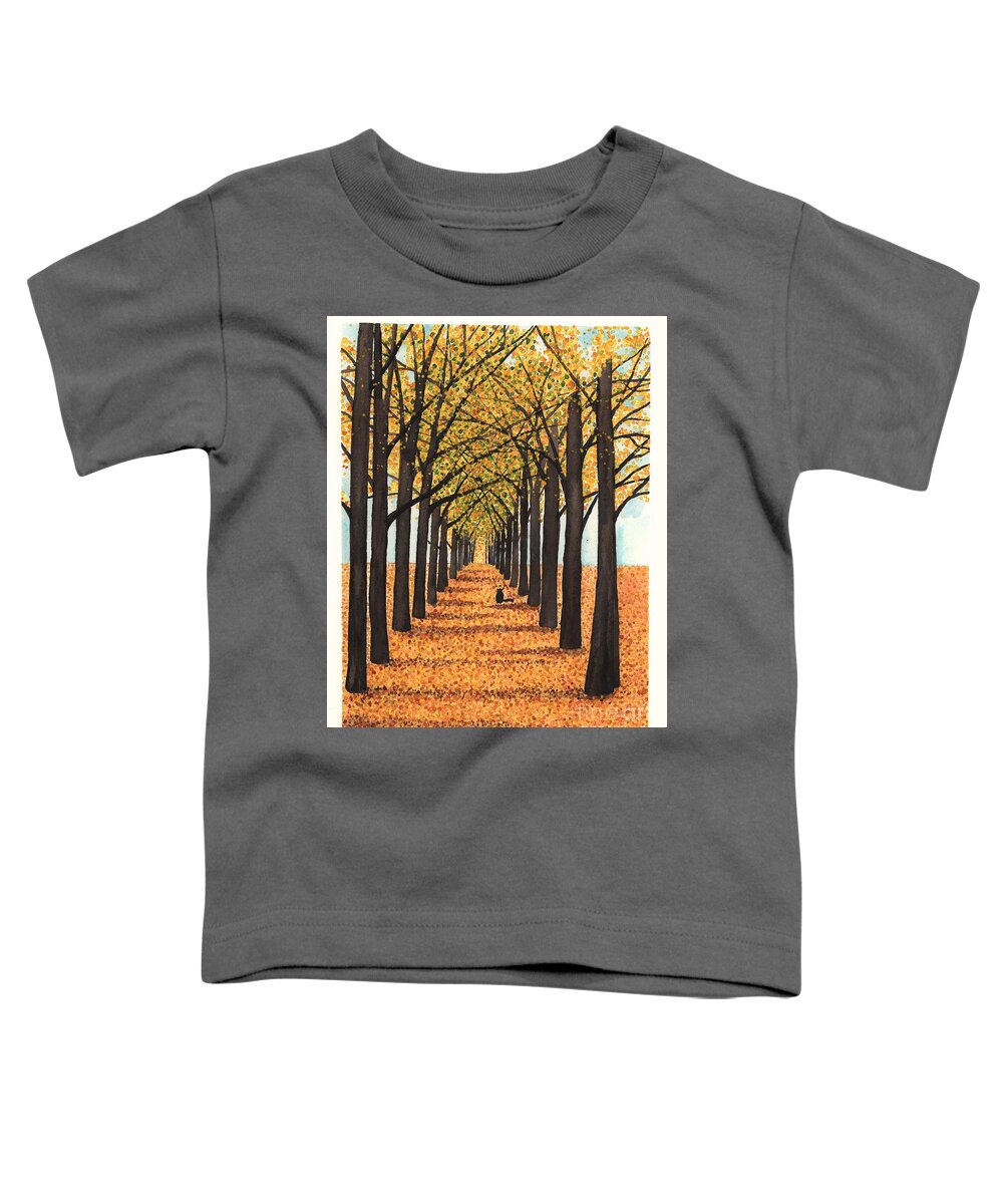 Allee Toddler T-Shirt featuring the painting Golden Way by Hilda Wagner