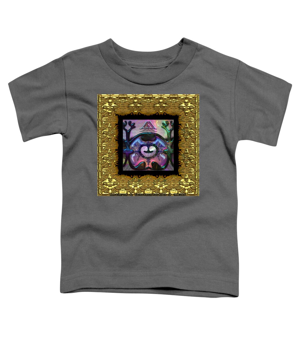 Abstract: Color; Abstract: Geometric Toddler T-Shirt featuring the digital art Gothic Frieze Five by Ann Stretton