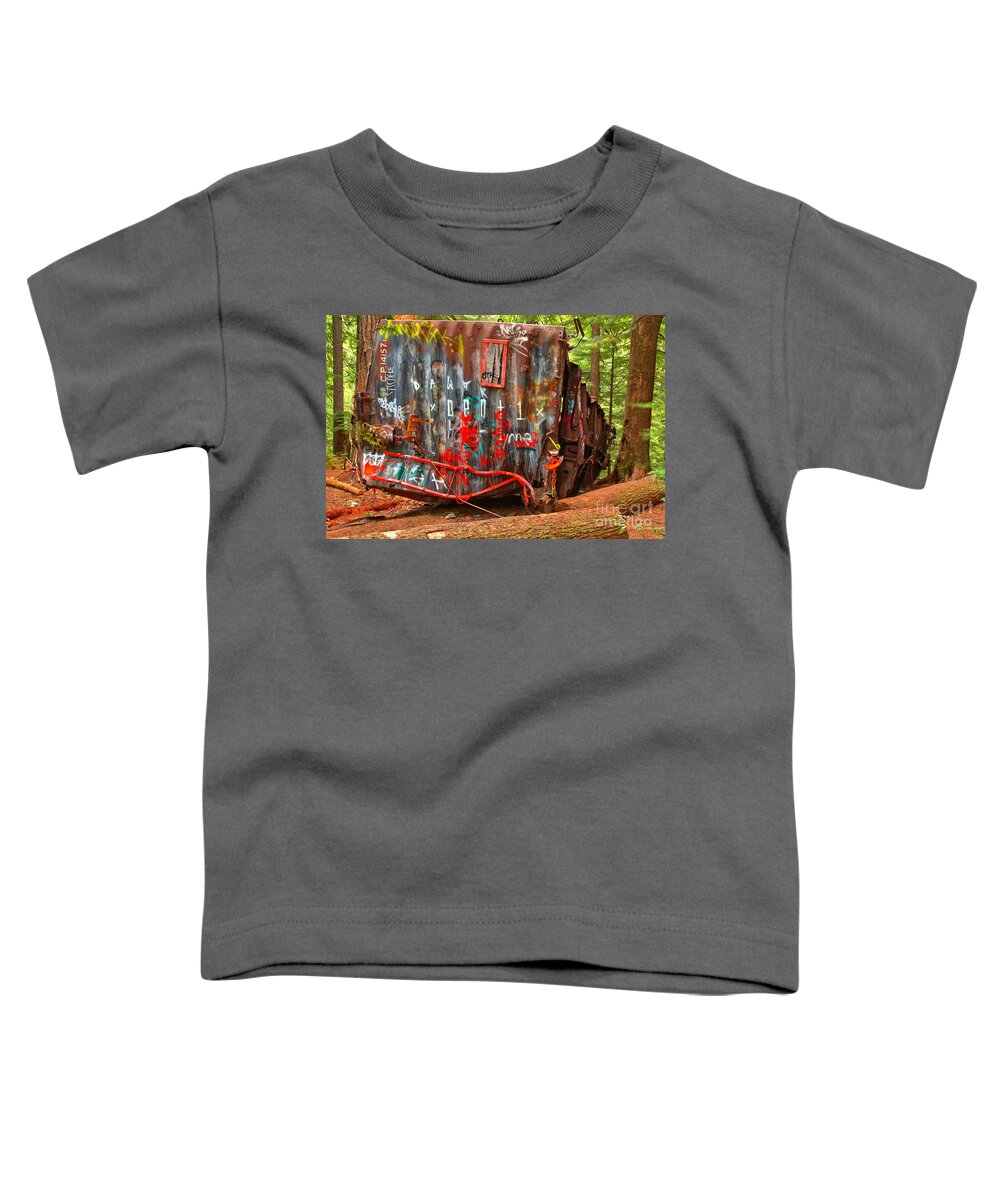 Train Wreck Toddler T-Shirt featuring the photograph Graffiti On The Wreckage by Adam Jewell