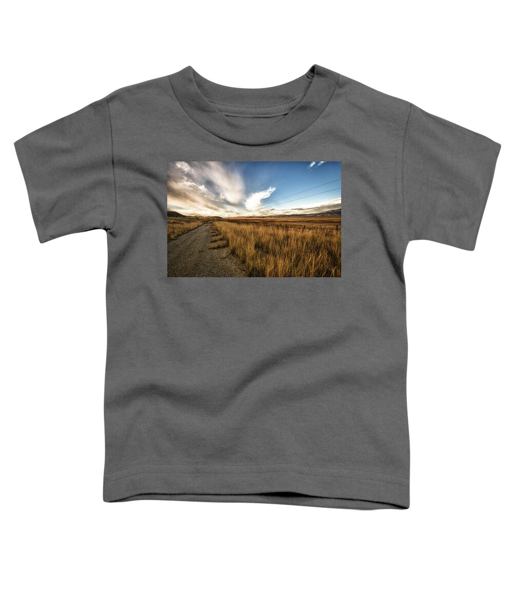Road Toddler T-Shirt featuring the photograph Grass Growing Along A Gravel Road by Marg Wood