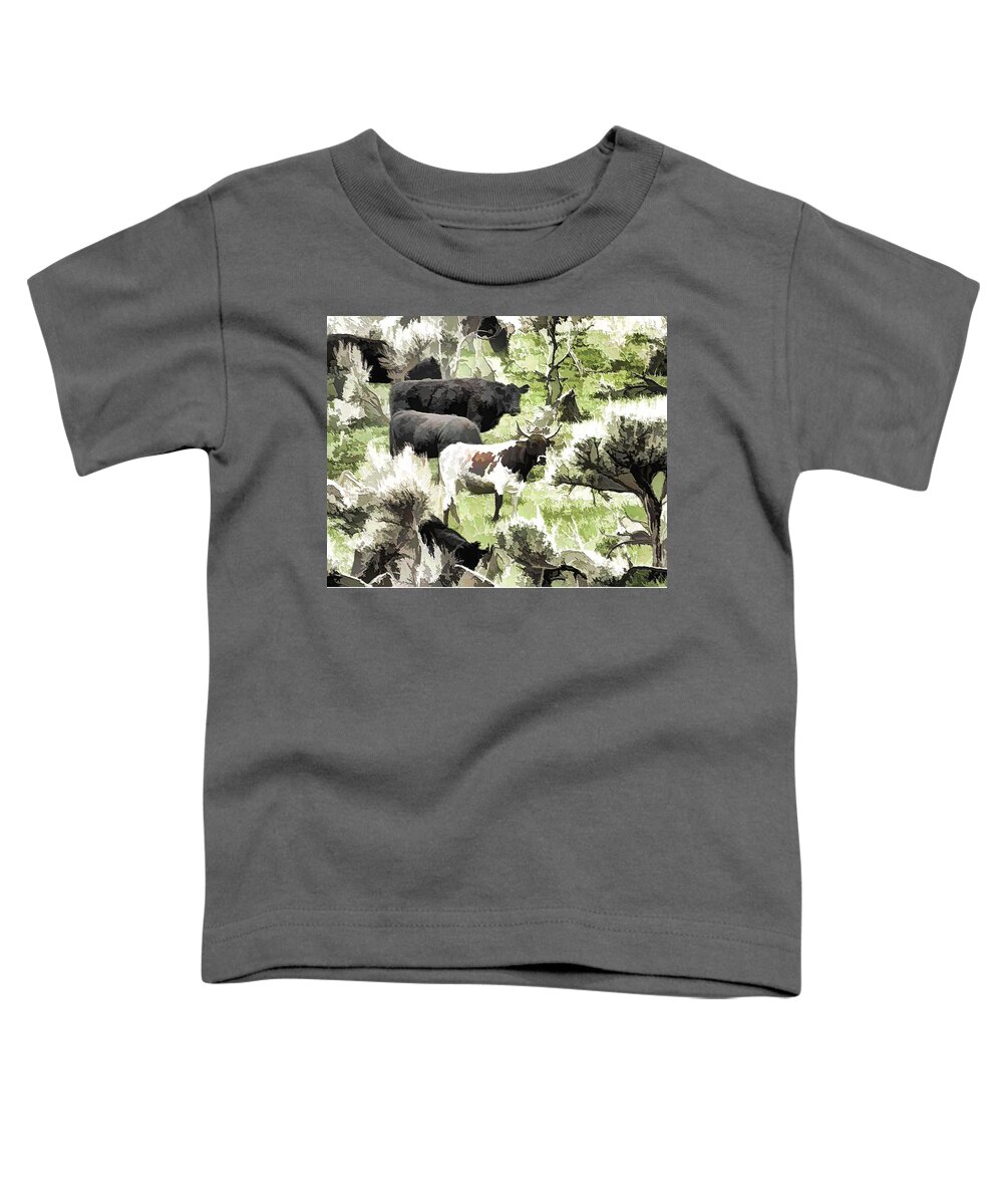 Weber Canyon Toddler T-Shirt featuring the photograph Grazing Cattle by Ely Arsha