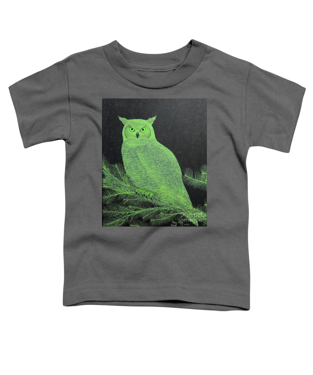 Great Horned Owls Toddler T-Shirt featuring the painting Great Horned Owl by Doug Miller