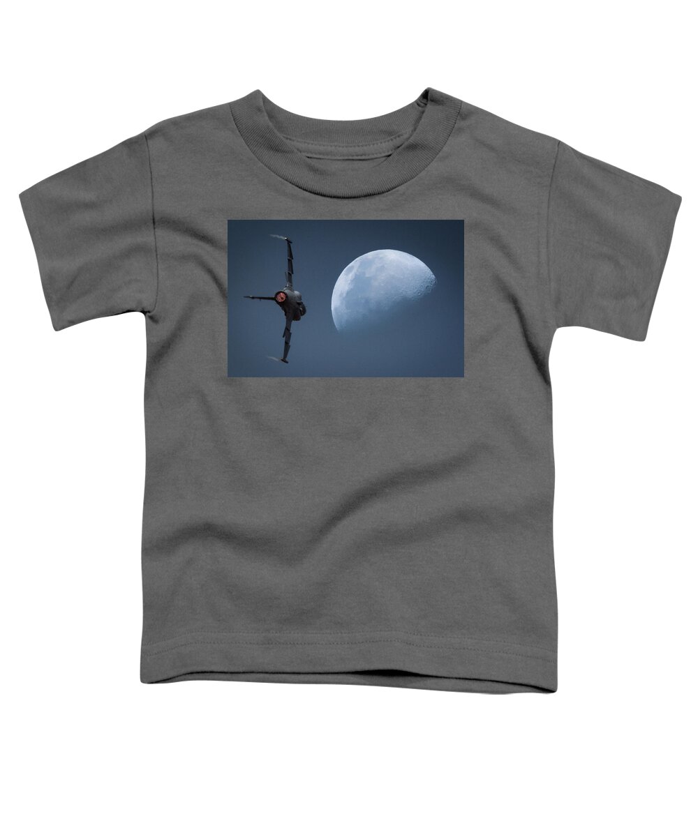 Jetfighter Toddler T-Shirt featuring the photograph Gripen Moon by Paul Job