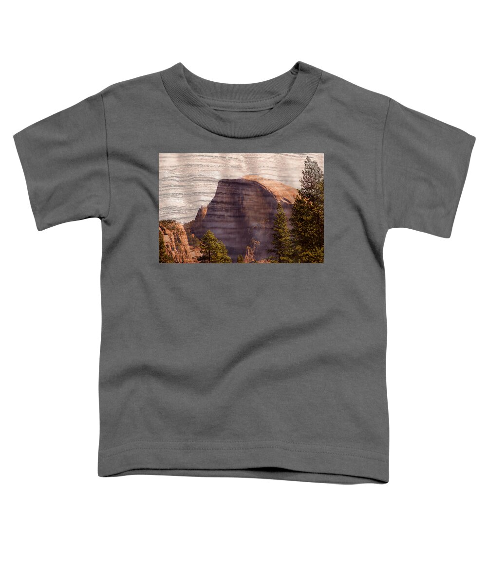 Half Dome Photoart Texture Toddler T-Shirt featuring the photograph Half Dome Photoart Texture by Randall Branham