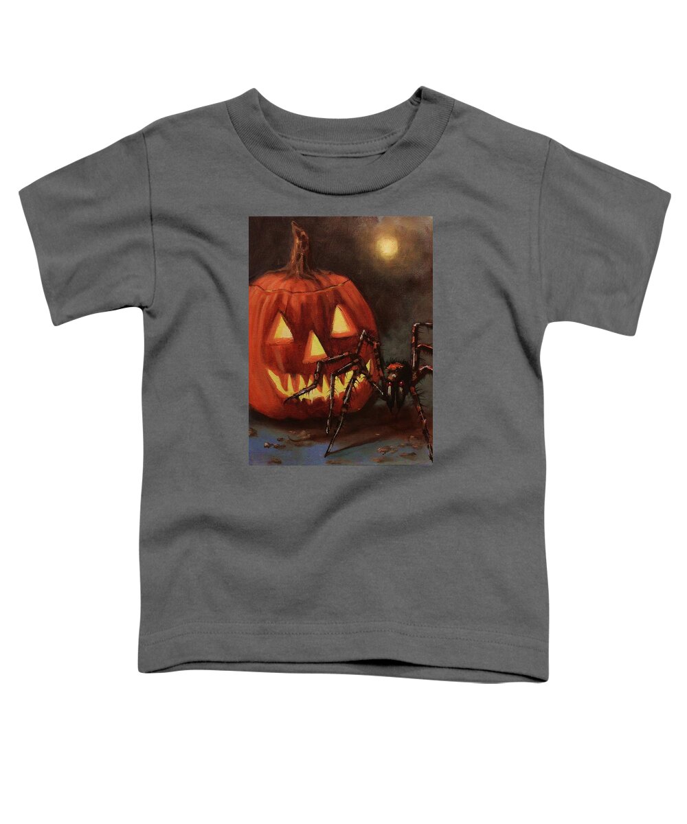 Halloween Toddler T-Shirt featuring the painting Halloween Spider by Tom Shropshire