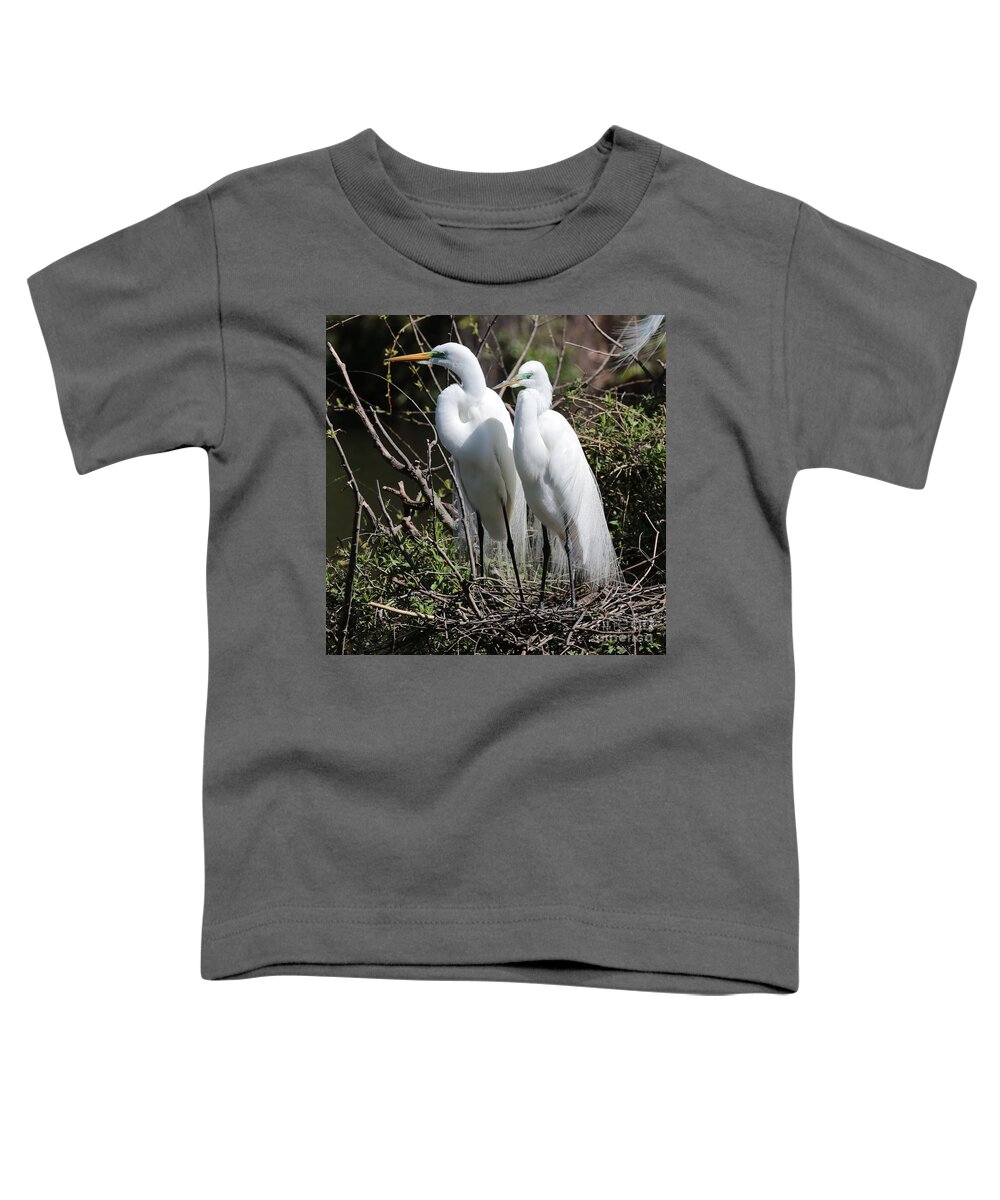 Egret Toddler T-Shirt featuring the photograph Handsome Egret Couple by Carol Groenen
