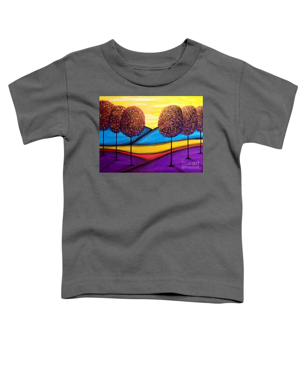 Trees Toddler T-Shirt featuring the painting Happy Trees With Blue Hills by Lee Owenby
