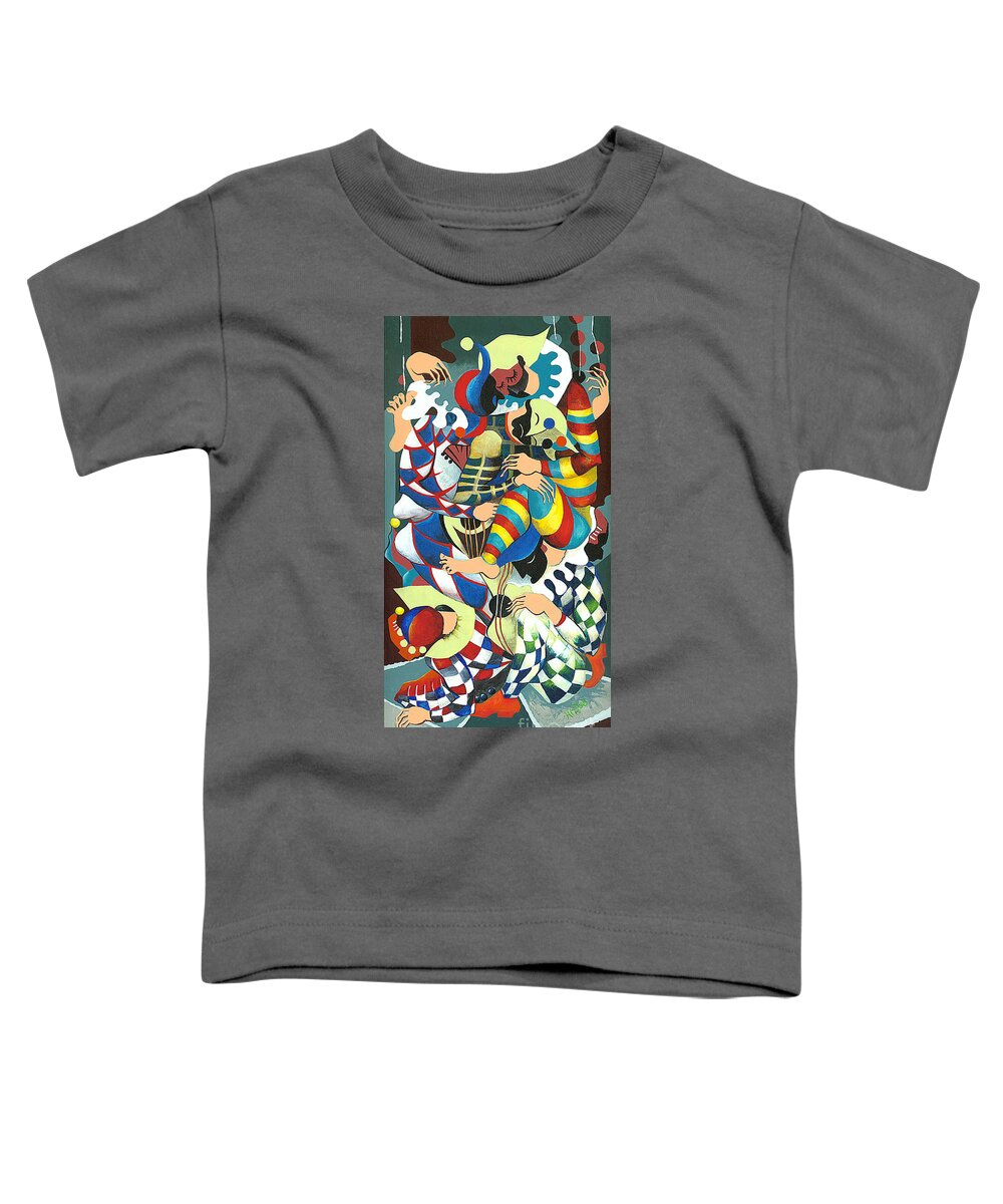 Canvas Prints Toddler T-Shirt featuring the painting Harlequins Acting Weird - Why?... by Elisabeta Hermann